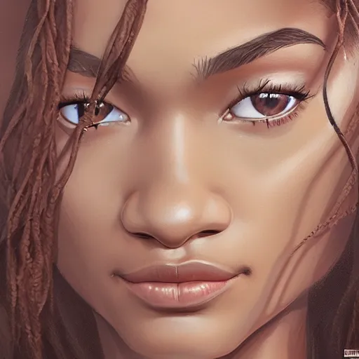 Prompt: A full portrait of Zendaya, intricate, elegant, highly detailed, digital painting, artstation, concept art, smooth, sharp focus, art by bouguerea