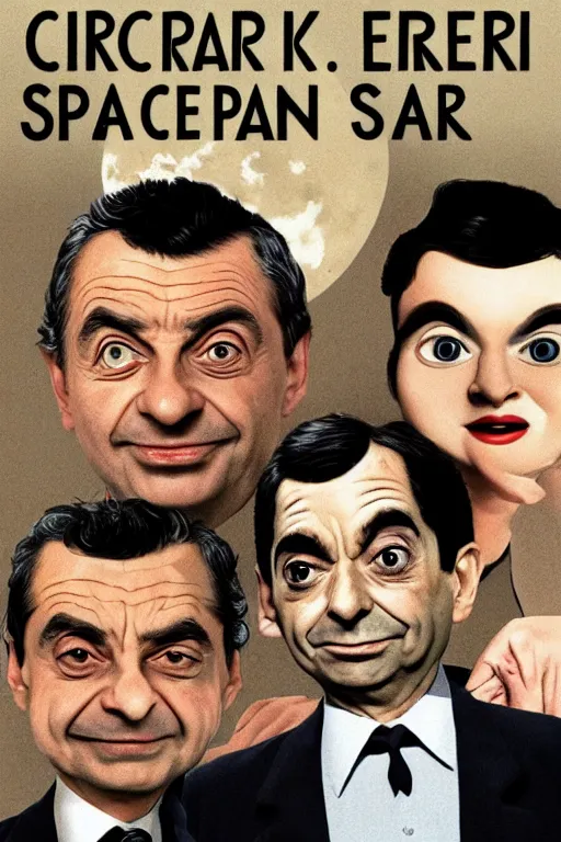 Prompt: criterion collection cover art for the film Mr. Bean goes to Space