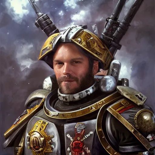 Image similar to Felix Kjellberg, PewDiePie as a space marine Primarch, warhammer 40k, closeup character portrait art by Donato Giancola, Craig Mullins, digital art, trending on artstation