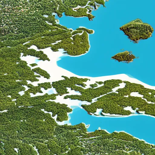 Image similar to isometric view of mainland southeast asia, high - detail, high accuracy, satellite image, fantasy,