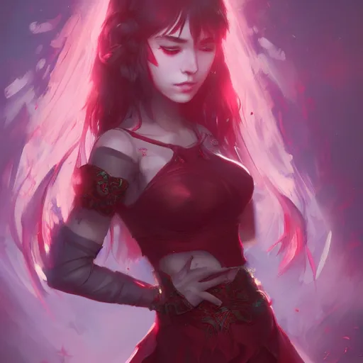 Prompt: the crimson princess, artwork by WLOP and Ross Tran, 8k resolution, trending on art station