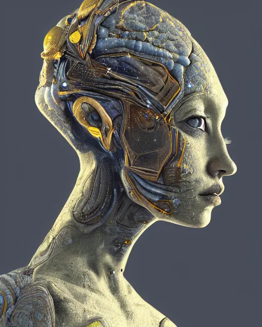 Image similar to an extremely detailed masterpiece head and shoulder portrait of a pleiadean extraterrestrial with yellowish eyes, in the style of sam guay, one single continues line, unreal engine, detailed, elegant, intricate, trending on artstation, 4 k