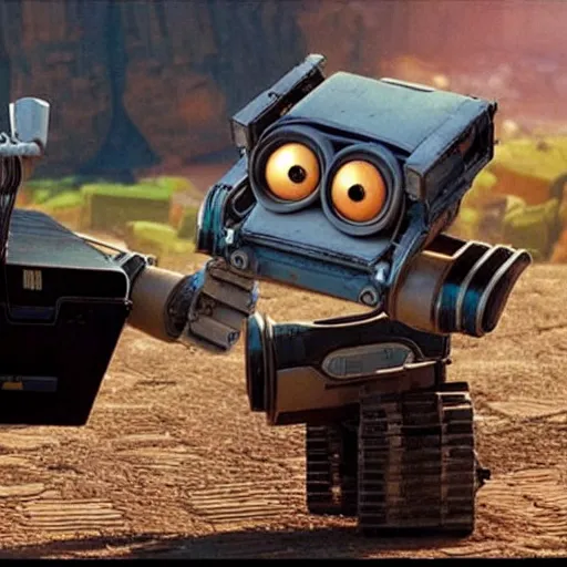 Prompt: Wall-E by Pixar, epic 1986 cinematic still in hyper realistic detail