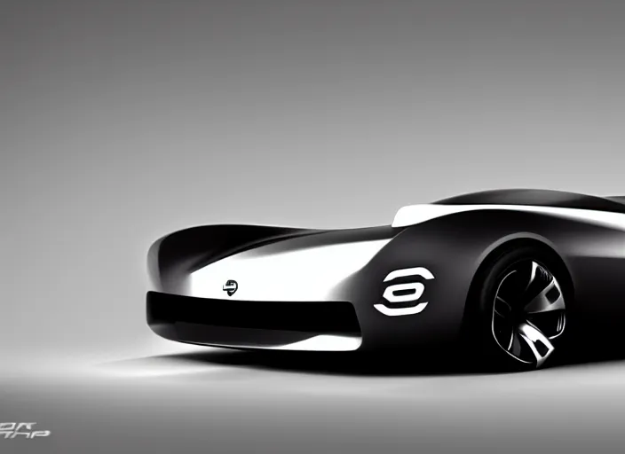 Prompt: a sports car design based on nissan sports cars, concept car, mirrors, symmetry, by ash thorp