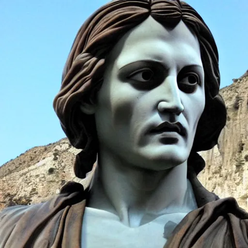 Image similar to johnny depp as a greek marble statue