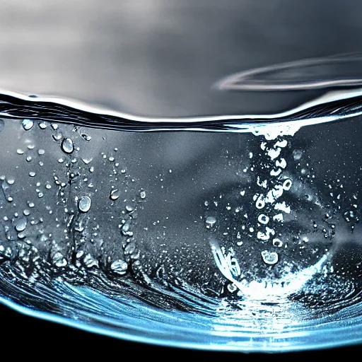 Prompt: breaking the surface tension of water, photograph