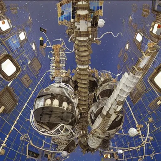 Prompt: antoni gaudi designed space station