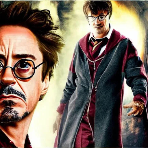 Image similar to Robert Downey Jr as Harry Potter