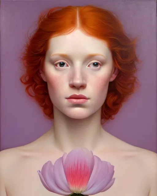 Image similar to portrait of an ethereal ginger beauty, by mary jane ansell