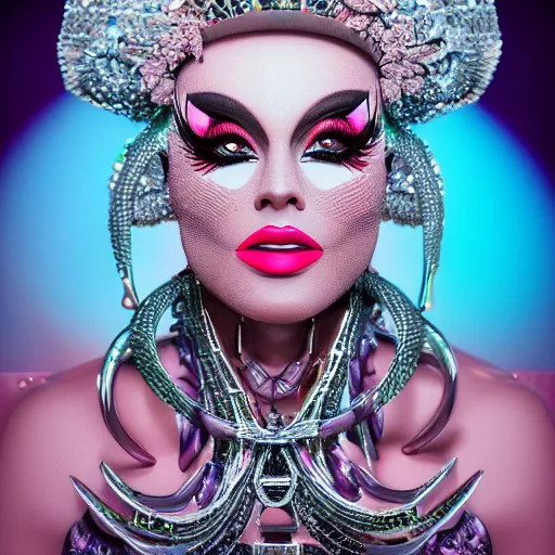 Image similar to the drag queen, 4 k, intricate detailed, jaw dropping, gorgeous, surreal, octane render