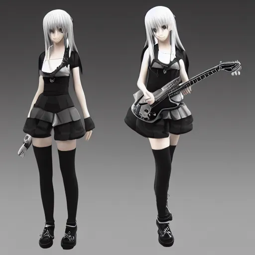 Image similar to neowiz game art 3 d render guitar girl in anime squareenix style trending on pixiv skeb artstation - h 6 4 0