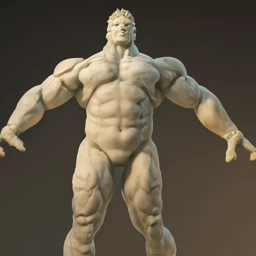 Image similar to photo of fullbody rococo delicate sculpture of a hulking herculean muscular onyx albino marble brock lesnar as an humanoid deity, clothed in silk, wings, sunrays, cinematic lighting, photorealistic, octane render, 8 k, depth of field, 3 d