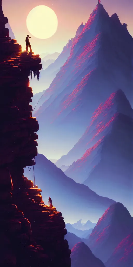 Image similar to highly detailed mountain in night, gta v, stephen bliss, unreal engine, fantasy art by greg rutkowski, loish, rhads, ferdinand knab, makoto shinkai and lois van baarle, ilya kuvshinov, rossdraws, tom bagshaw, global illumination, radiant light, detailed and intricate environment