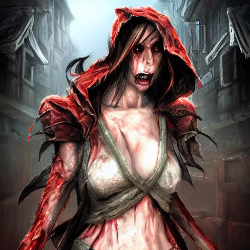 Image similar to dungeon and dragons rogue with covered face in an alley, hyper realistic, torn clothes, dirty, sweat, detailed face, red eyes, in the style of chris achilleos