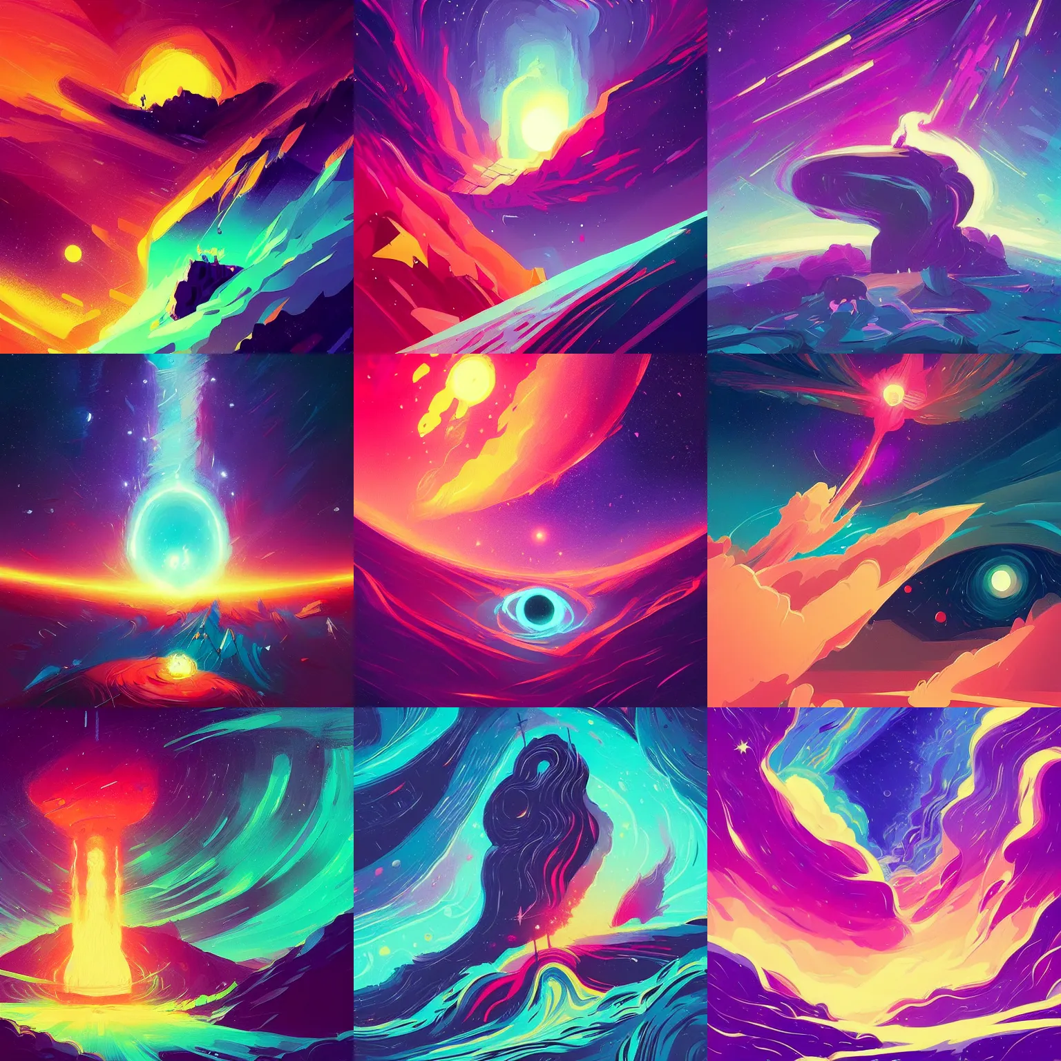 Prompt: space nebula, black hole, by anton fadeev, alena aenami, vincent van gogh!!!, digital art, concept art, vibrant, colorful, trending on artstation
