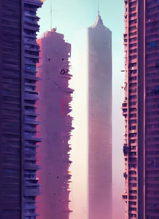 Image similar to highly detailed matte painting, of a 3 d calligraphy graffiti tag city highrise buildings, by atey ghailan, by greg rutkowski, by greg tocchini, by james gilleard, by joe fenton, by kaethe butcher, pink, brown, light blue and white mystical color scheme, grunge aesthetic, octane render