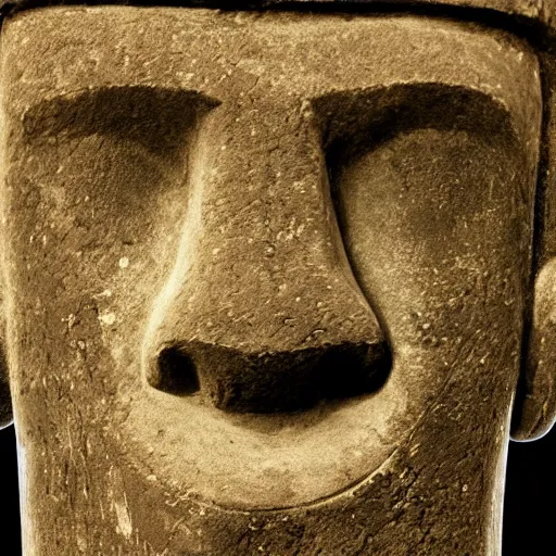 Prompt: a high detail photo of a moai wearing headphones, subject: moai, subject detail: wearing headphones