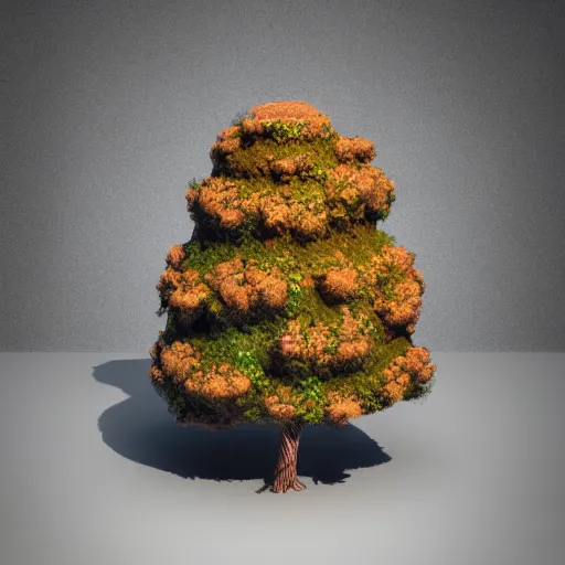 Prompt: a chubby cute tree, 3 d illustration, isometric, 1 0 0 mm, octane render, studio lighting
