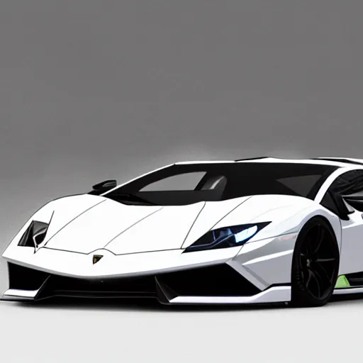 Prompt: Speed Racer new Lamborghini Super Car, Tv show Speed racer decals and body line design, neon edges on bottom of body, concept art, hyper realistic, photo realistic, intricate details, Rhino rendered, glossy paint, sunny, dynamic lighting, Lamborghini concept car designer art, 3Ds Max rendered, octane rendered, 8k