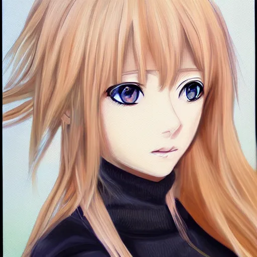 Image similar to portrait of a blond anime character ultra realistic painting