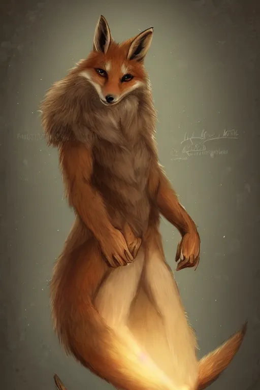 Image similar to an anthropomorphic medieval fox with a fluffy tail, backlighting, trending on artstation, digital art, furry art, trending on furaffinity, fantasy art, by kawacy