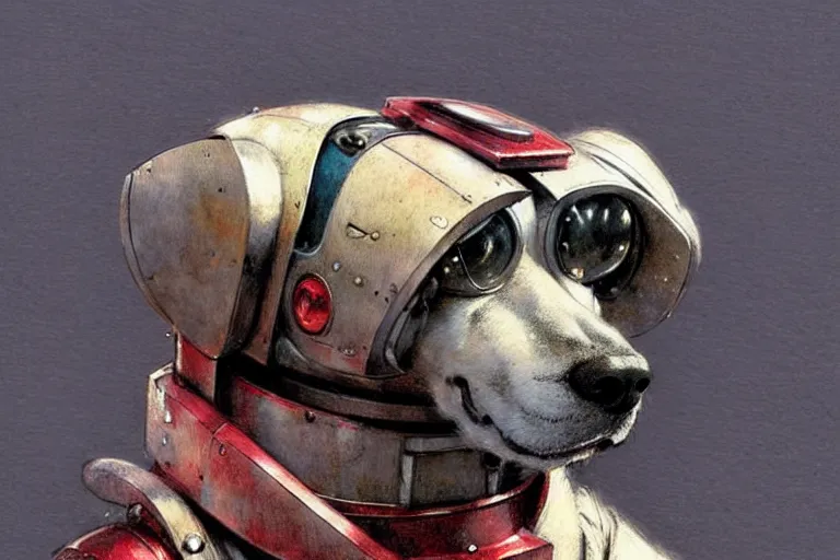 Image similar to adventurer ( ( ( ( ( 1 9 5 0 s retro future robot android dog. muted colors. ) ) ) ) ) by jean baptiste monge!!!!!!!!!!!!!!!!!!!!!!!!! chrome red