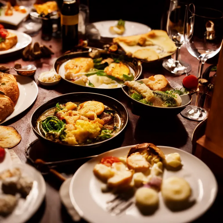 Prompt: close - up focused dslr photograph of an czech dinner, 8 k, high detail, volumetric lighting, hyperrealism, aesthetically pleasing, studio lighting, trending