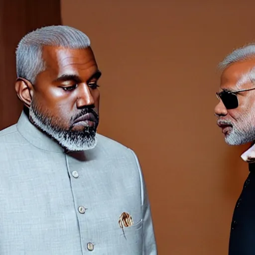 Prompt: kanye west meets with narendra modi in india