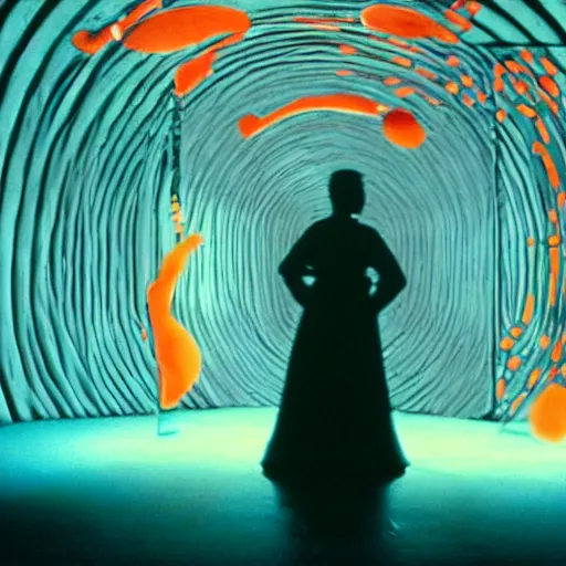 Prompt: film still from surreal arthouse film, avant garde, stylized colors, unusual lighting choices