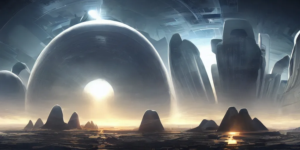 Image similar to Futuristic Civilization on an exo planet, detailed, realistic, cinematic