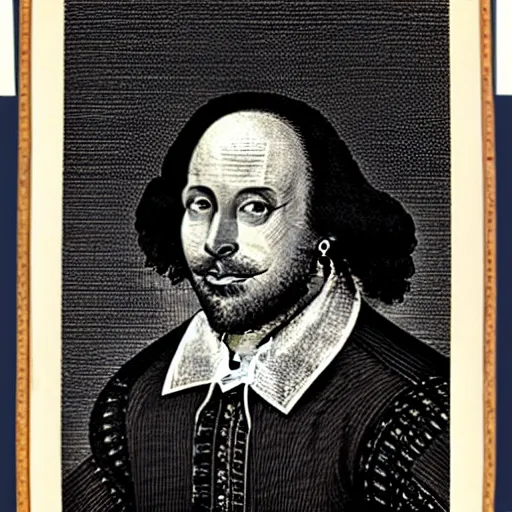 Prompt: William Shakespeare, engraving, 19 century