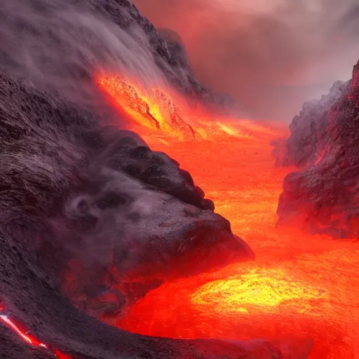 Image similar to cataclysm with a huge storm and rivers of lava, fantasy, concept art, artstation, hd 4 k