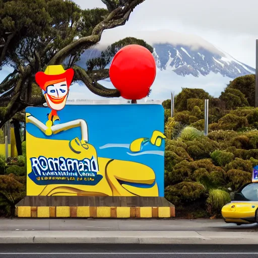 Prompt: ronald mcdoland in new zealand, dystopian