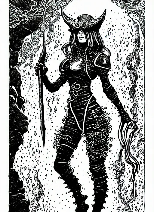 Prompt: a girl made of slime dressed as a cute mage, as a d & d monster, full body, pen - and - ink illustration, etching, by russ nicholson, david a trampier, larry elmore, 1 9 8 1, hq scan, intricate details, inside stylized border