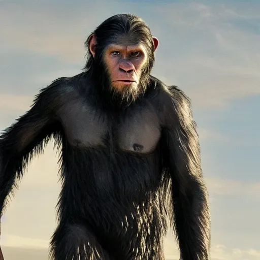 Image similar to Keanu Reeves In planet of the apes Very detailed 4K quality Super Realistic