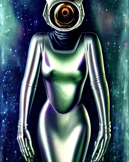 Prompt: futuristic portrait of woman from 2 0 s decade of xx century in metal space suit in a style of hans giger, dark atmosphere, space horror, art by kuvshinov ilya and wayne barlowe and gustav klimt and artgerm hans giger