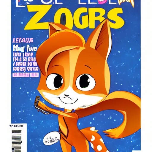 Image similar to 7 0's comic magazine cover of a female furry mini cute style, maple story and zootopia, maple story gun girl, fox from league of legends chibi, soft shade, soft lighting