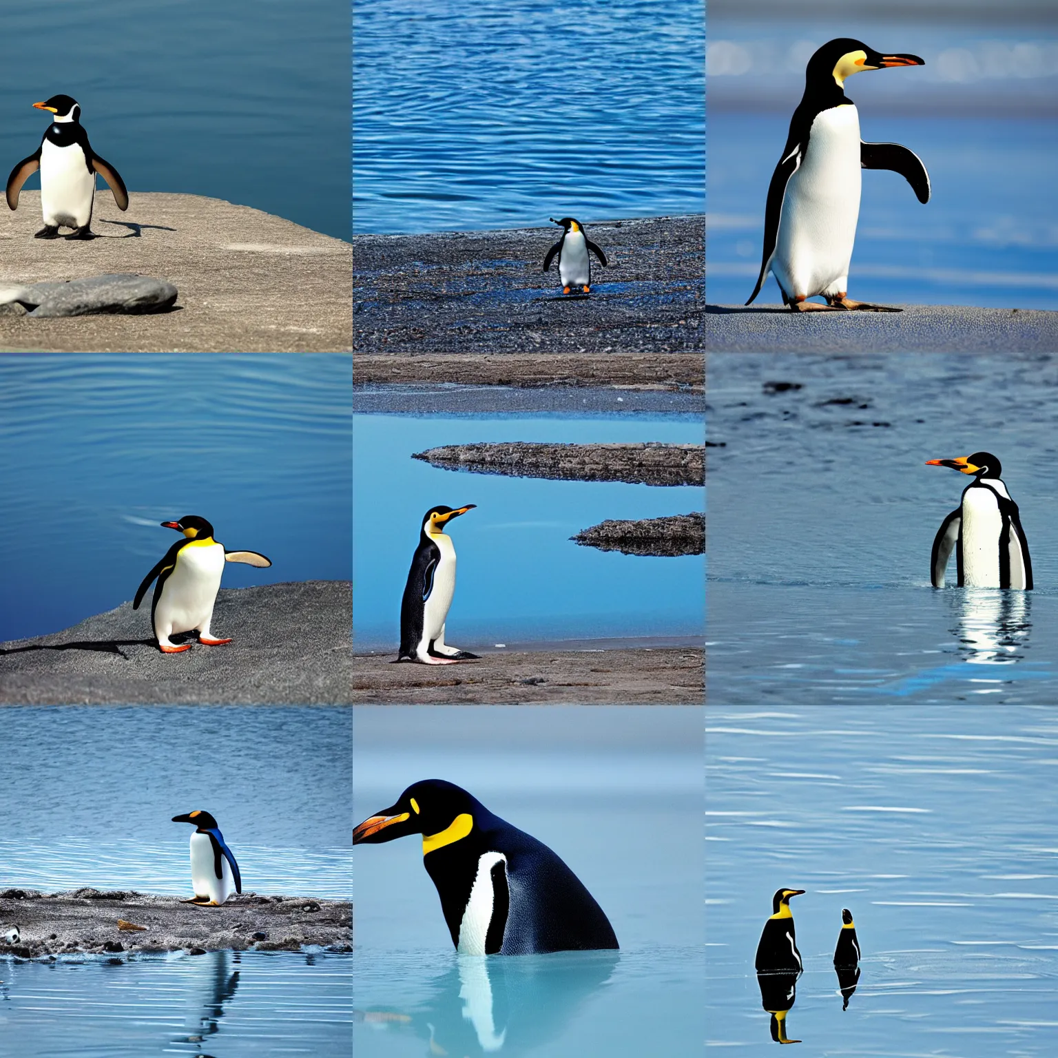 Prompt: glass, air, flow, stillness, calm, blue, penguin