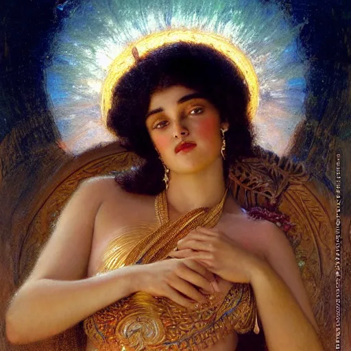 Image similar to detailed potraitof hidu goddes kali, girl graceful,, painting by gaston bussiere, craig mullins, j. c. leyendecker, lights, art by ernst haeckel, john william godward, hammershøi,,