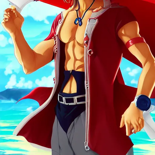 Image similar to portrait of alucard as a lifeguard, anime fantasy illustration by tomoyuki yamasaki, kyoto studio, madhouse, ufotable, trending on artstation