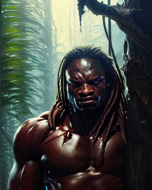 Image similar to the predator, fine details, realistic shaded lighting poster by greg rutkowski, magali villeneuve, artgerm, jeremy lipkin and michael garmash and rob rey