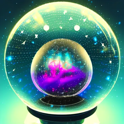 Image similar to a snow globe with a star field inside of it, a hologram by amanda sage, polycount, holography, wiccan, mystical, quantum wavetracing