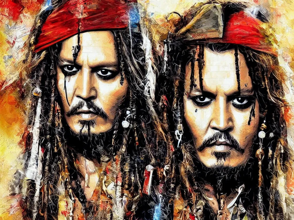 Prompt: Portrait of Johnny Depp as Captain Jack Sparrow by Derek Gores, Trending on ArtStation