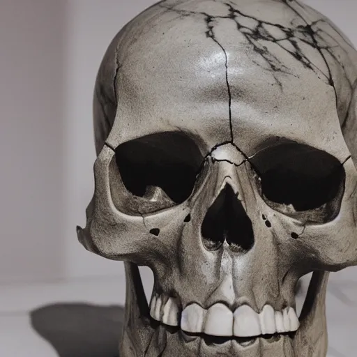 Image similar to skull statue made out of marble and lightning