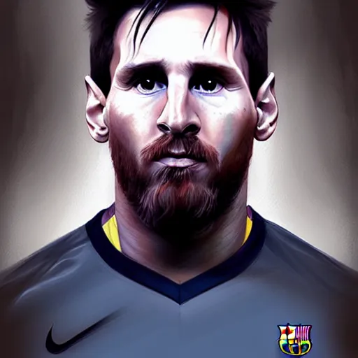 Prompt: a portrait of lionel messi by sabbas apterus