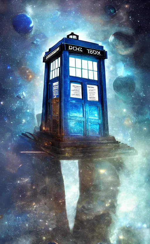 Image similar to a portrait of a tardis, in space, dynamic lighting, photorealistic fantasy concept art, trending on art station, stunning visuals, creative, cinematic, ultra detailed