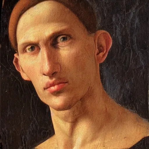 Image similar to A 14th century italian renaissance oil painting of Jerma985, portrait of Jerma985, grainy, realistic, very realistic, hyperrealistic, highly detailed, very detailed, extremely detailed, very neat, very epic, very cool, detailed, trending on artstation