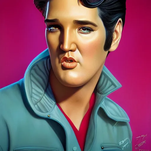 Image similar to elvis portrait, Pixar style, by Tristan Eaton Stanley Artgerm and Tom Bagshaw.