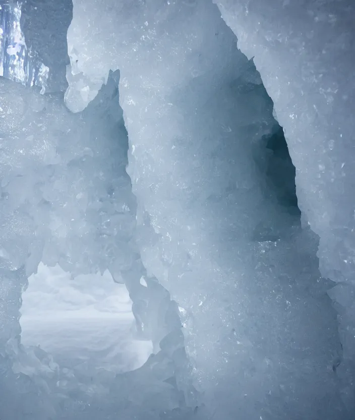 Prompt: cheese inside an ice cavern, 33mm photo
