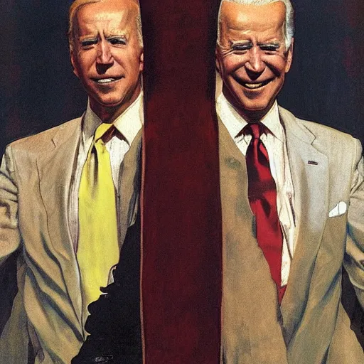 Prompt: joe biden ascendant, by j. c. leyendecker and beksinski